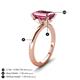 3 - Abena 2.91 ctw Pink Tourmaline Emerald Shape (9x7 mm) with Prong Studded Natural Diamond Solitaire Plus Engagement Ring 