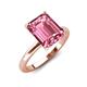 4 - Abena 2.91 ctw Pink Tourmaline Emerald Shape (9x7 mm) with Prong Studded Natural Diamond Solitaire Plus Engagement Ring 