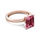 5 - Abena 2.91 ctw Pink Tourmaline Emerald Shape (9x7 mm) with Prong Studded Natural Diamond Solitaire Plus Engagement Ring 