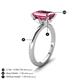3 - Abena 2.91 ctw Pink Tourmaline Emerald Shape (9x7 mm) with Prong Studded Natural Diamond Solitaire Plus Engagement Ring 