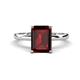 1 - Abena 3.06 ctw Red Garnet Emerald Shape (9x7 mm) with Prong Studded Natural Diamond Solitaire Plus Engagement Ring 