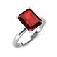 4 - Abena 3.06 ctw Red Garnet Emerald Shape (9x7 mm) with Prong Studded Natural Diamond Solitaire Plus Engagement Ring 