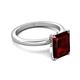 5 - Abena 3.06 ctw Red Garnet Emerald Shape (9x7 mm) with Prong Studded Natural Diamond Solitaire Plus Engagement Ring 