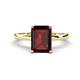 1 - Abena 3.06 ctw Red Garnet Emerald Shape (9x7 mm) with Prong Studded Natural Diamond Solitaire Plus Engagement Ring 