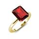4 - Abena 3.06 ctw Red Garnet Emerald Shape (9x7 mm) with Prong Studded Natural Diamond Solitaire Plus Engagement Ring 