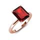 4 - Abena 3.06 ctw Red Garnet Emerald Shape (9x7 mm) with Prong Studded Natural Diamond Solitaire Plus Engagement Ring 
