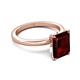 5 - Abena 3.06 ctw Red Garnet Emerald Shape (9x7 mm) with Prong Studded Natural Diamond Solitaire Plus Engagement Ring 