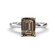 1 - Abena 2.31 ctw Smoky Quartz Emerald Shape (9x7 mm) with Prong Studded Natural Diamond Solitaire Plus Engagement Ring 