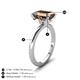 3 - Abena 2.31 ctw Smoky Quartz Emerald Shape (9x7 mm) with Prong Studded Natural Diamond Solitaire Plus Engagement Ring 