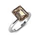 4 - Abena 2.31 ctw Smoky Quartz Emerald Shape (9x7 mm) with Prong Studded Natural Diamond Solitaire Plus Engagement Ring 