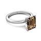 5 - Abena 2.31 ctw Smoky Quartz Emerald Shape (9x7 mm) with Prong Studded Natural Diamond Solitaire Plus Engagement Ring 