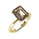 4 - Abena 2.31 ctw Smoky Quartz Emerald Shape (9x7 mm) with Prong Studded Natural Diamond Solitaire Plus Engagement Ring 