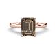 1 - Abena 2.31 ctw Smoky Quartz Emerald Shape (9x7 mm) with Prong Studded Natural Diamond Solitaire Plus Engagement Ring 