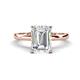 2 - Abena 1.86 ctw Moissanite Emerald Shape (9x7 mm) with Prong Studded Natural Diamond Solitaire Plus Engagement Ring 