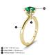 3 - Abena 0.86 ctw Emerald (6.00 mm) with Prong Studded Side Natural Diamond Solitaire Plus Engagement Ring 
