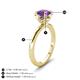 3 - Abena 0.93 ctw Amethyst (6.50 mm) with Prong Studded Side Natural Diamond Solitaire Plus Engagement Ring 