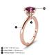 3 - Abena 1.06 ctw Rhodolite Garnet (6.50 mm) with Prong Studded Side Natural Diamond Solitaire Plus Engagement Ring 