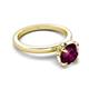 5 - Abena 1.06 ctw Rhodolite Garnet (6.50 mm) with Prong Studded Side Natural Diamond Solitaire Plus Engagement Ring 