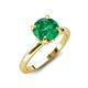 4 - Abena 0.86 ctw Emerald (6.00 mm) with Prong Studded Side Natural Diamond Solitaire Plus Engagement Ring 