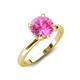 4 - Abena 1.16 ctw Pink Sapphire (6.00 mm) with Prong Studded Side Natural Diamond Solitaire Plus Engagement Ring 