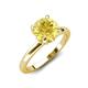 4 - Abena 1.01 ctw Yellow Sapphire (6.00 mm) with Prong Studded Side Natural Diamond Solitaire Plus Engagement Ring 