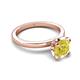 5 - Abena 1.06 ctw Yellow Diamond (6.50 mm) with Prong Studded Side Natural Diamond Solitaire Plus Engagement Ring 