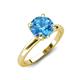 4 - Abena 1.01 ctw Blue Topaz (6.50 mm) with Prong Studded Side Natural Diamond Solitaire Plus Engagement Ring 