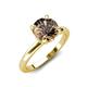 4 - Abena 1.06 ctw Smoky Quartz (6.50 mm) with Prong Studded Side Natural Diamond Solitaire Plus Engagement Ring 