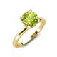 4 - Abena 1.16 ctw Peridot (6.50 mm) with Prong Studded Side Natural Diamond Solitaire Plus Engagement Ring 