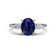 1 - Leah 3.43 ctw Blue Sapphire Oval Shape (9x7 mm) Hidden Halo accented Lab Grown Diamond Engagement Ring 