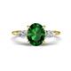 1 - Leah 2.58 ctw Created Emerald Oval Shape (9x7 mm) Hidden Halo accented Lab Grown Diamond Engagement Ring 
