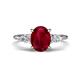 1 - Leah 3.43 ctw Created Ruby Oval Shape (9x7 mm) Hidden Halo accented Lab Grown Diamond Engagement Ring 