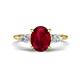 1 - Leah 3.43 ctw Created Ruby Oval Shape (9x7 mm) Hidden Halo accented Lab Grown Diamond Engagement Ring 