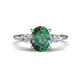 1 - Leah 3.08 ctw Created Alexandrite Oval Shape (9x7 mm) Hidden Halo accented Lab Grown Diamond Engagement Ring 