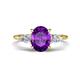 1 - Leah 2.93 ctw Amethyst Oval Shape (9x7 mm) Hidden Halo accented Lab Grown Diamond Engagement Ring 