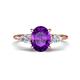 1 - Leah 2.93 ctw Amethyst Oval Shape (9x7 mm) Hidden Halo accented Lab Grown Diamond Engagement Ring 