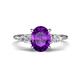 1 - Leah 2.93 ctw Amethyst Oval Shape (9x7 mm) Hidden Halo accented Lab Grown Diamond Engagement Ring 
