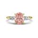 1 - Leah 2.58 ctw Morganite Oval Shape (9x7 mm) Hidden Halo accented Lab Grown Diamond Engagement Ring 
