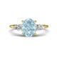 1 - Leah 2.68 ctw Aquamarine Oval Shape (9x7 mm) Hidden Halo accented Lab Grown Diamond Engagement Ring 