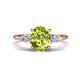 1 - Leah 2.93 ctw Peridot Oval Shape (9x7 mm) Hidden Halo accented Lab Grown Diamond Engagement Ring 