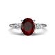 1 - Leah 3.13 ctw Red Garnet Oval Shape (9x7 mm) Hidden Halo accented Lab Grown Diamond Engagement Ring 