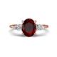 1 - Leah 3.13 ctw Red Garnet Oval Shape (9x7 mm) Hidden Halo accented Lab Grown Diamond Engagement Ring 