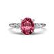 1 - Leah 2.58 ctw Pink Tourmaline Oval Shape (9x7 mm) Hidden Halo accented Lab Grown Diamond Engagement Ring 
