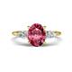 1 - Leah 2.58 ctw Pink Tourmaline Oval Shape (9x7 mm) Hidden Halo accented Lab Grown Diamond Engagement Ring 