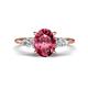 1 - Leah 2.58 ctw Pink Tourmaline Oval Shape (9x7 mm) Hidden Halo accented Lab Grown Diamond Engagement Ring 