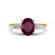 1 - Leah 3.23 ctw Rhodolite Garnet Oval Shape (9x7 mm) Hidden Halo accented Lab Grown Diamond Engagement Ring 