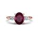 1 - Leah 3.23 ctw Rhodolite Garnet Oval Shape (9x7 mm) Hidden Halo accented Lab Grown Diamond Engagement Ring 