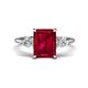 1 - Leah 3.63 ctw Created Ruby Emerald Shape (9x7 mm) Hidden Halo accented Lab Grown Diamond Engagement Ring 