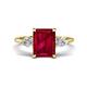 1 - Leah 3.63 ctw Created Ruby Emerald Shape (9x7 mm) Hidden Halo accented Lab Grown Diamond Engagement Ring 