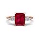 1 - Leah 3.63 ctw Created Ruby Emerald Shape (9x7 mm) Hidden Halo accented Lab Grown Diamond Engagement Ring 